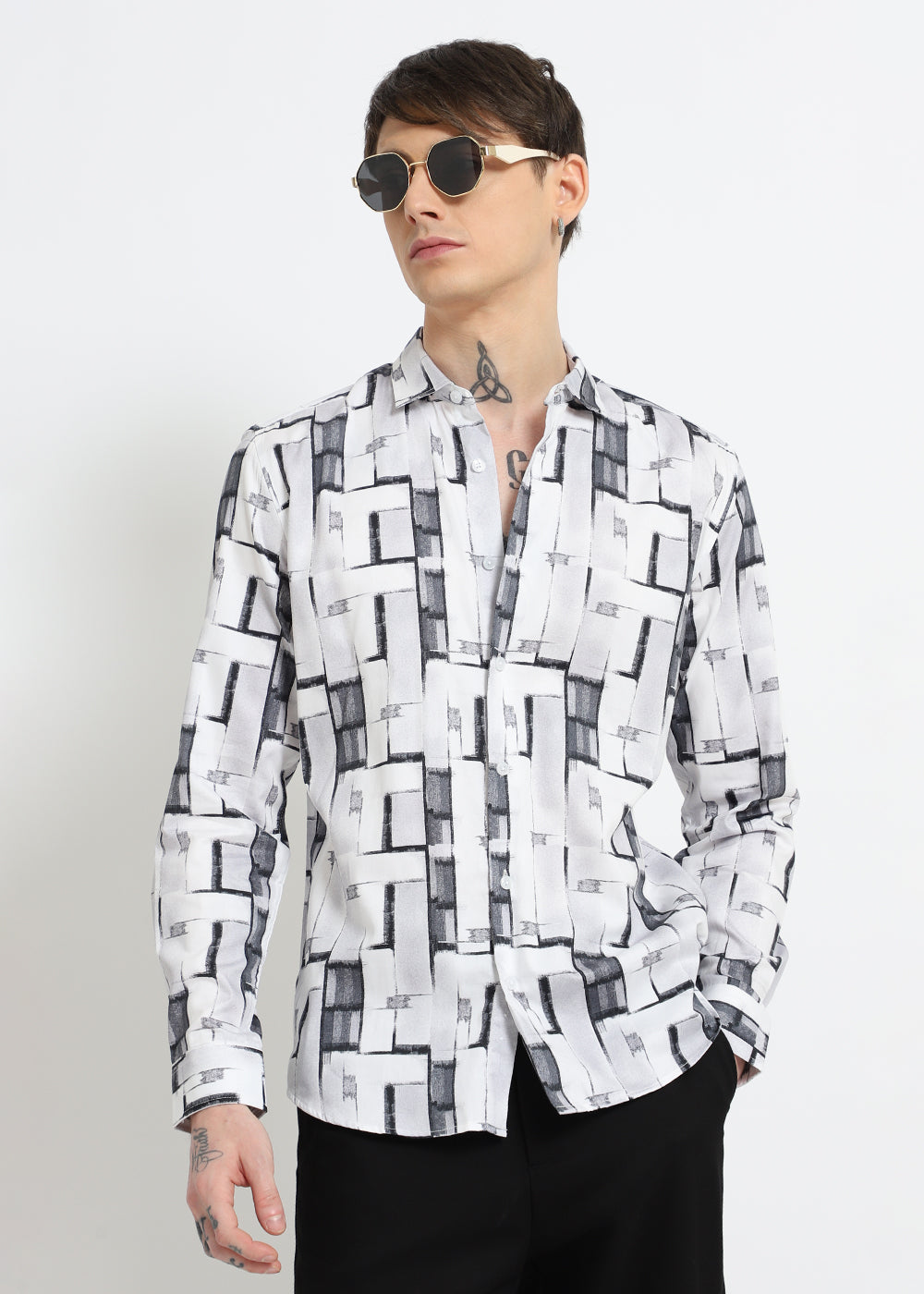 White Abstractox Printed shirt
