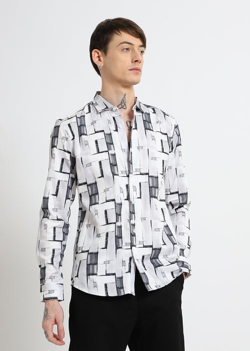 White Abstractox Printed shirt