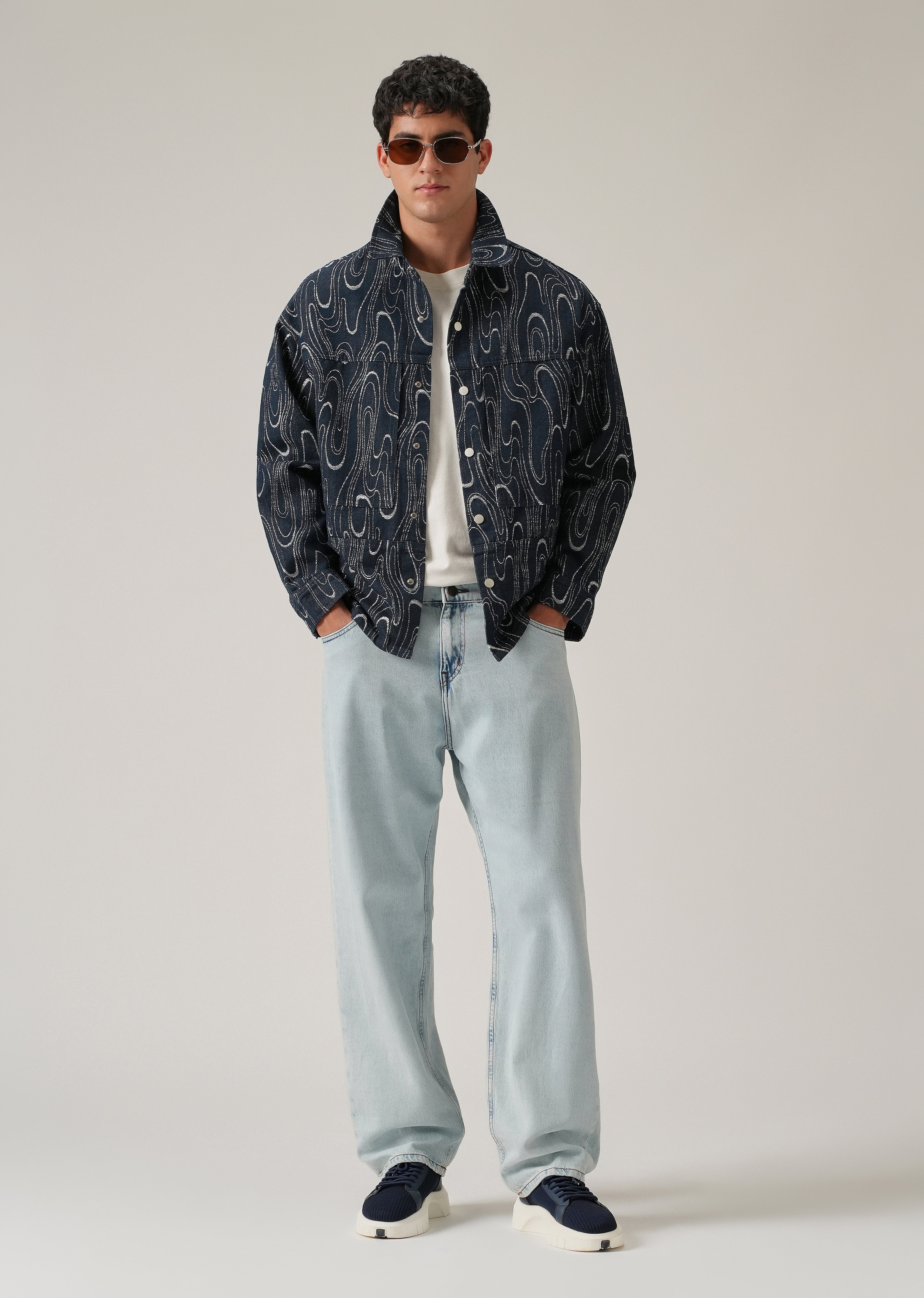 Swirl Denim Jacquard Jacket