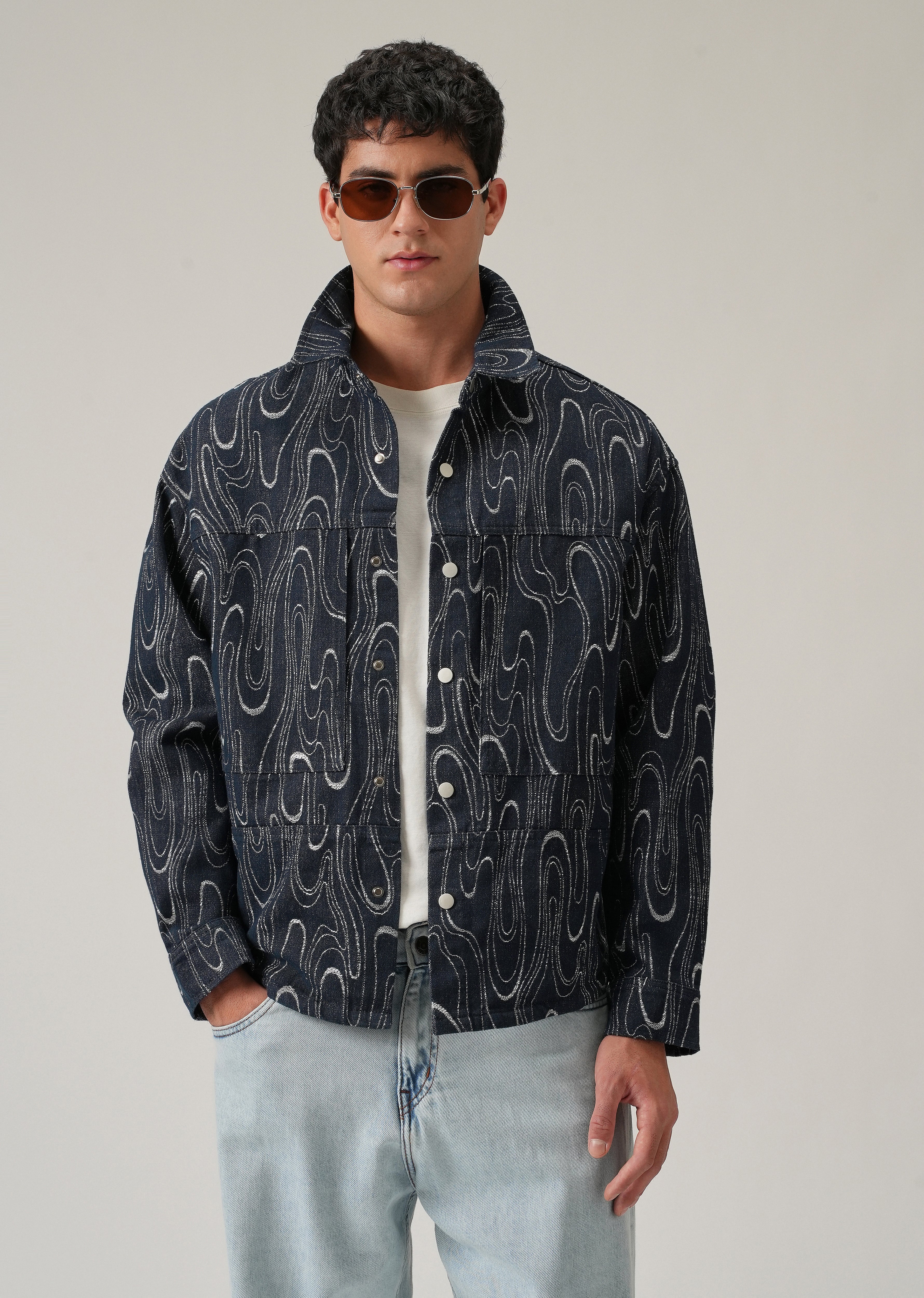 Swirl Denim Jacquard Jacket