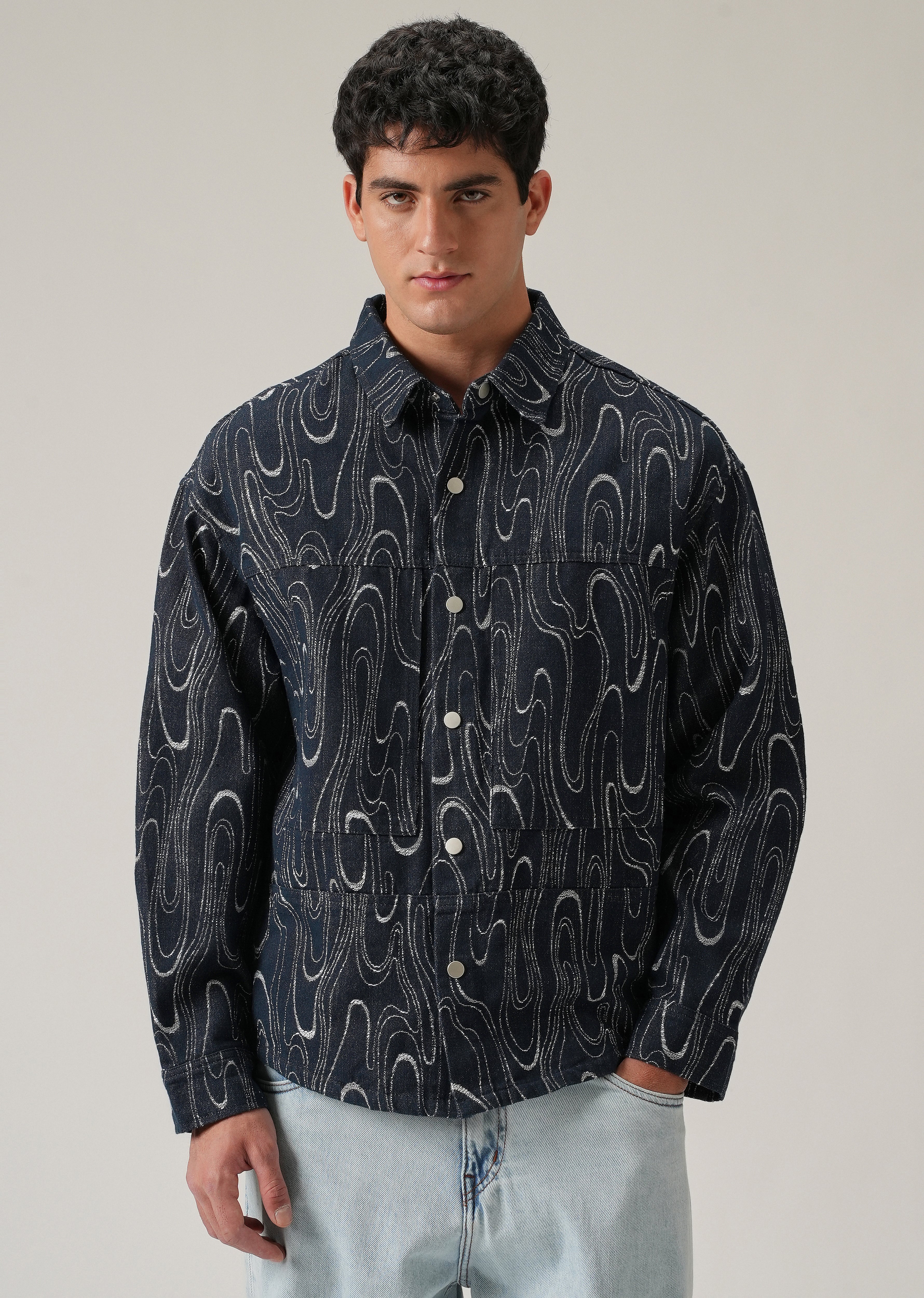 Swirl Denim Jacquard Jacket