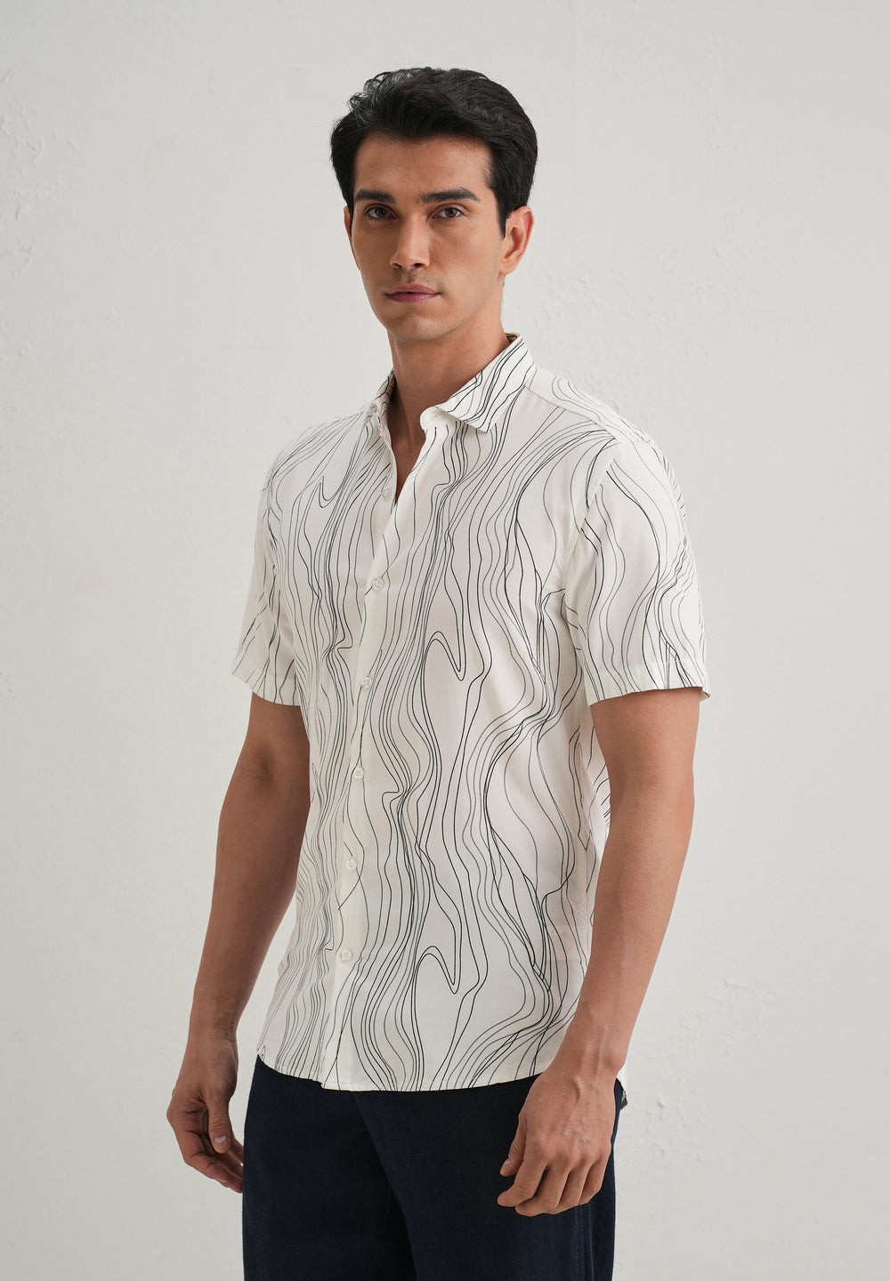 Abstract White Line Print Shirt