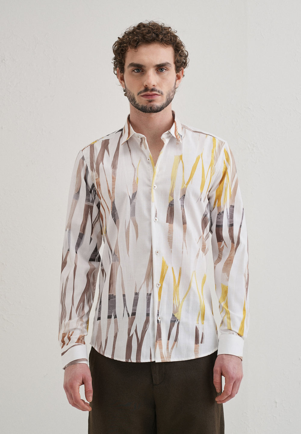 Abstract Yellow Multicoloured Shirt