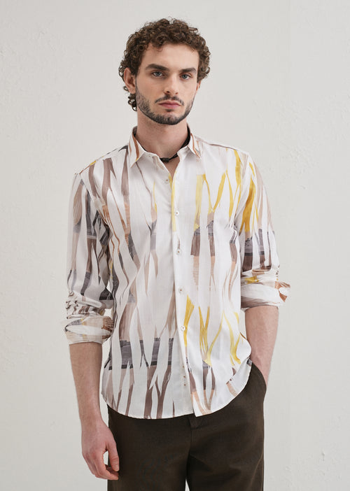 Abstract Yellow Multicoloured Shirt