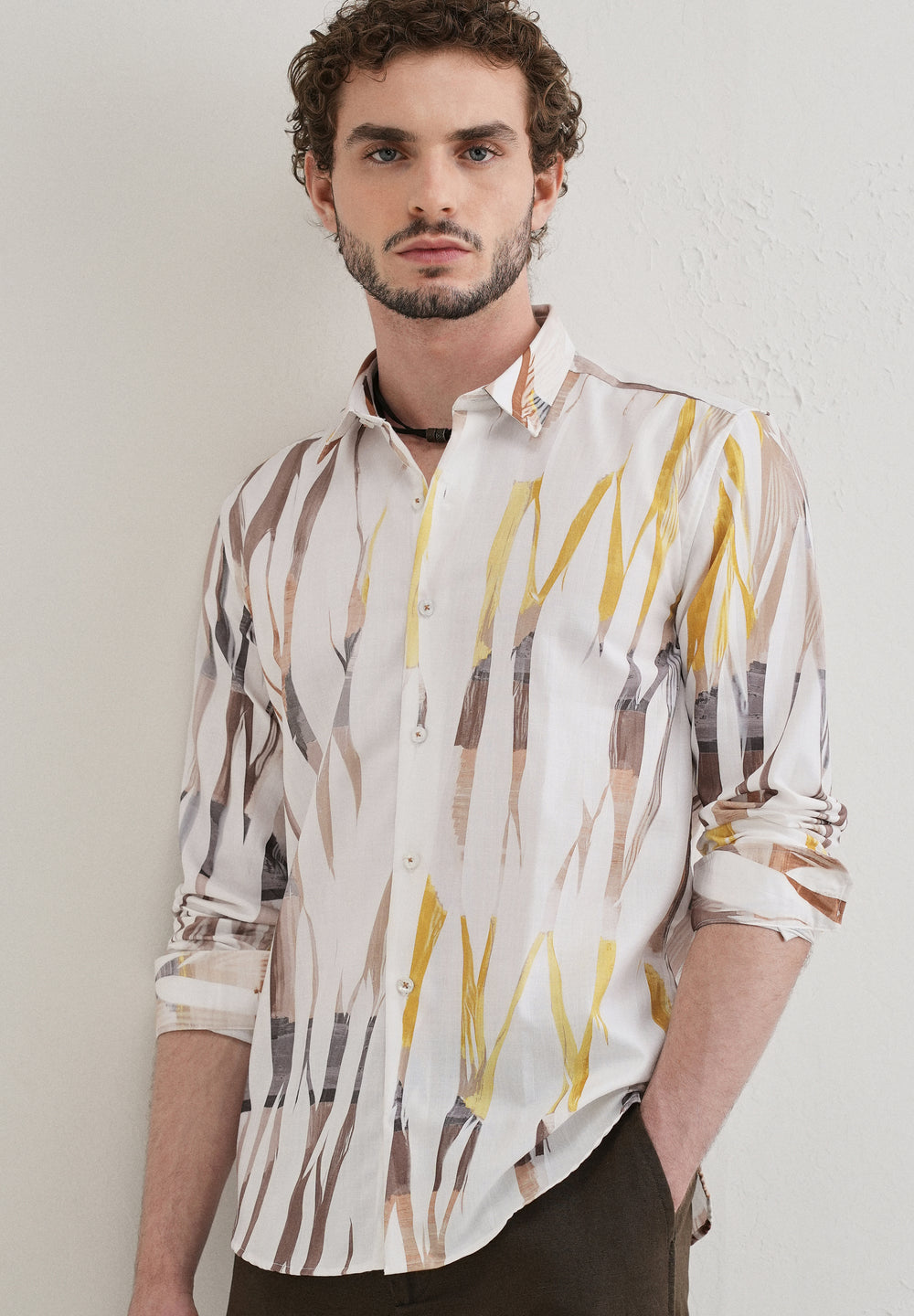 Abstract Yellow Multicoloured Shirt