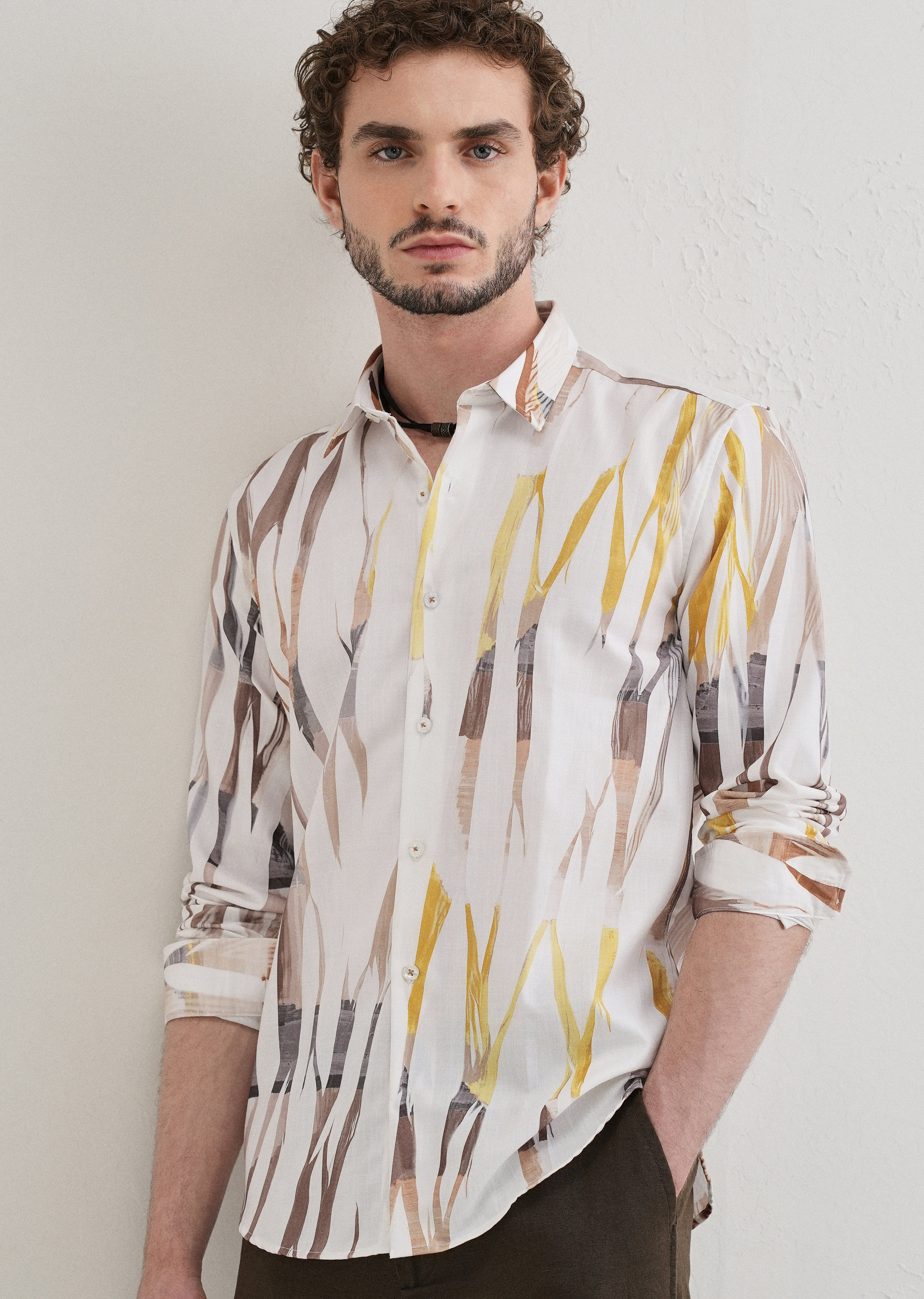 Abstract Yellow Multicoloured Shirt
