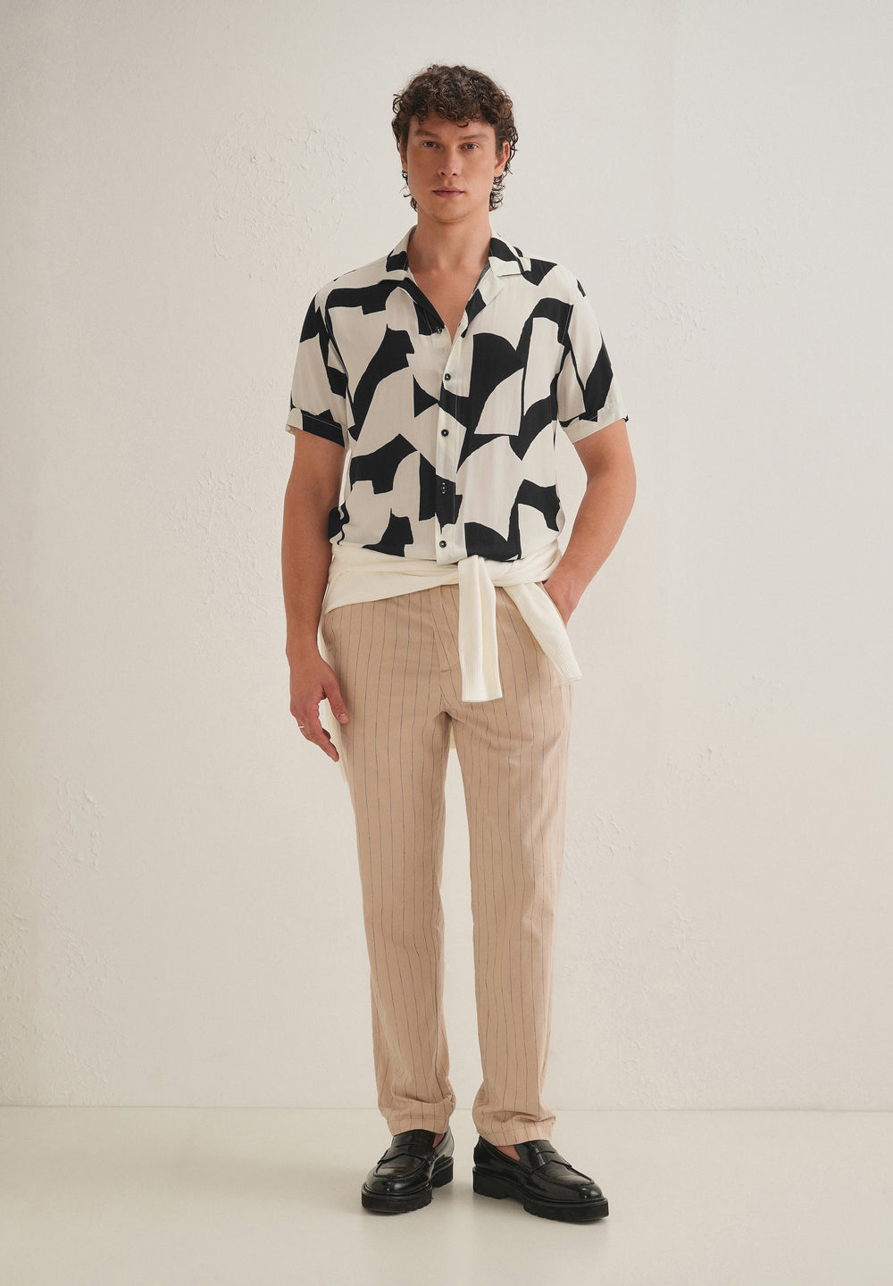 Abstract Monochrome Print Half sleeve shirt