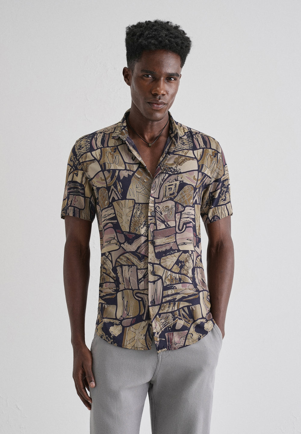 Abstract Mosaic Feather shirt