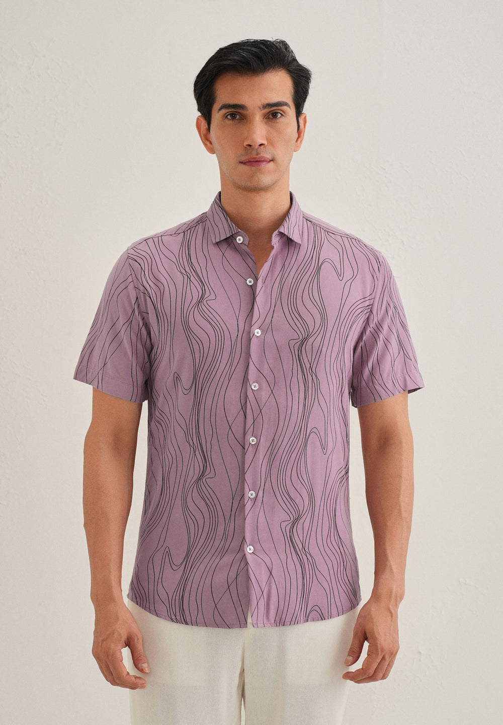 Abstract Pink Line Print Shirt