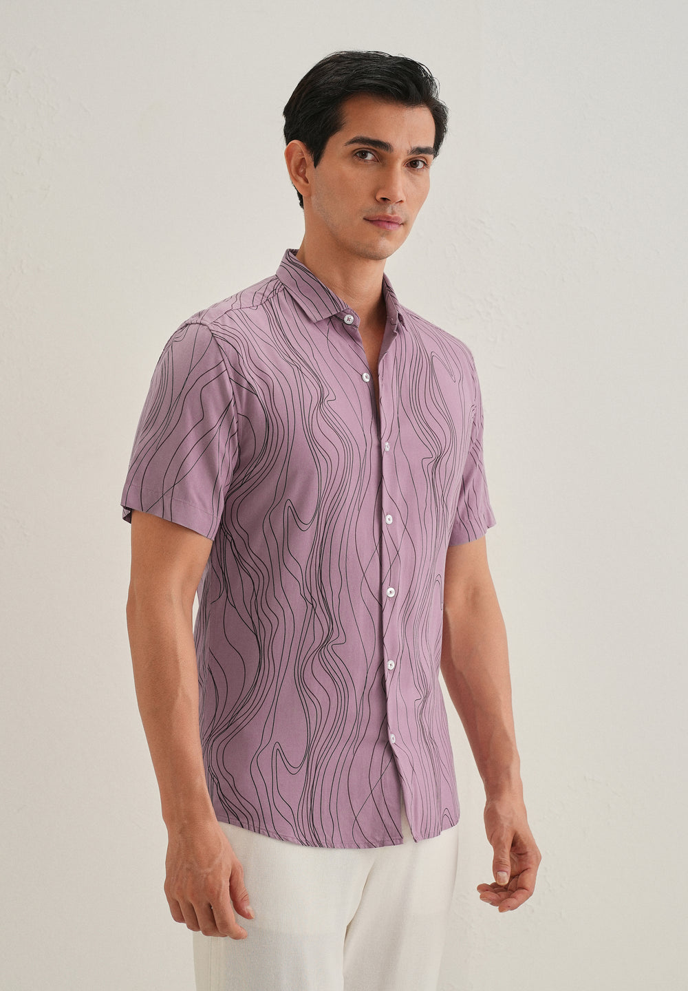 Abstract Pink Line Print Shirt