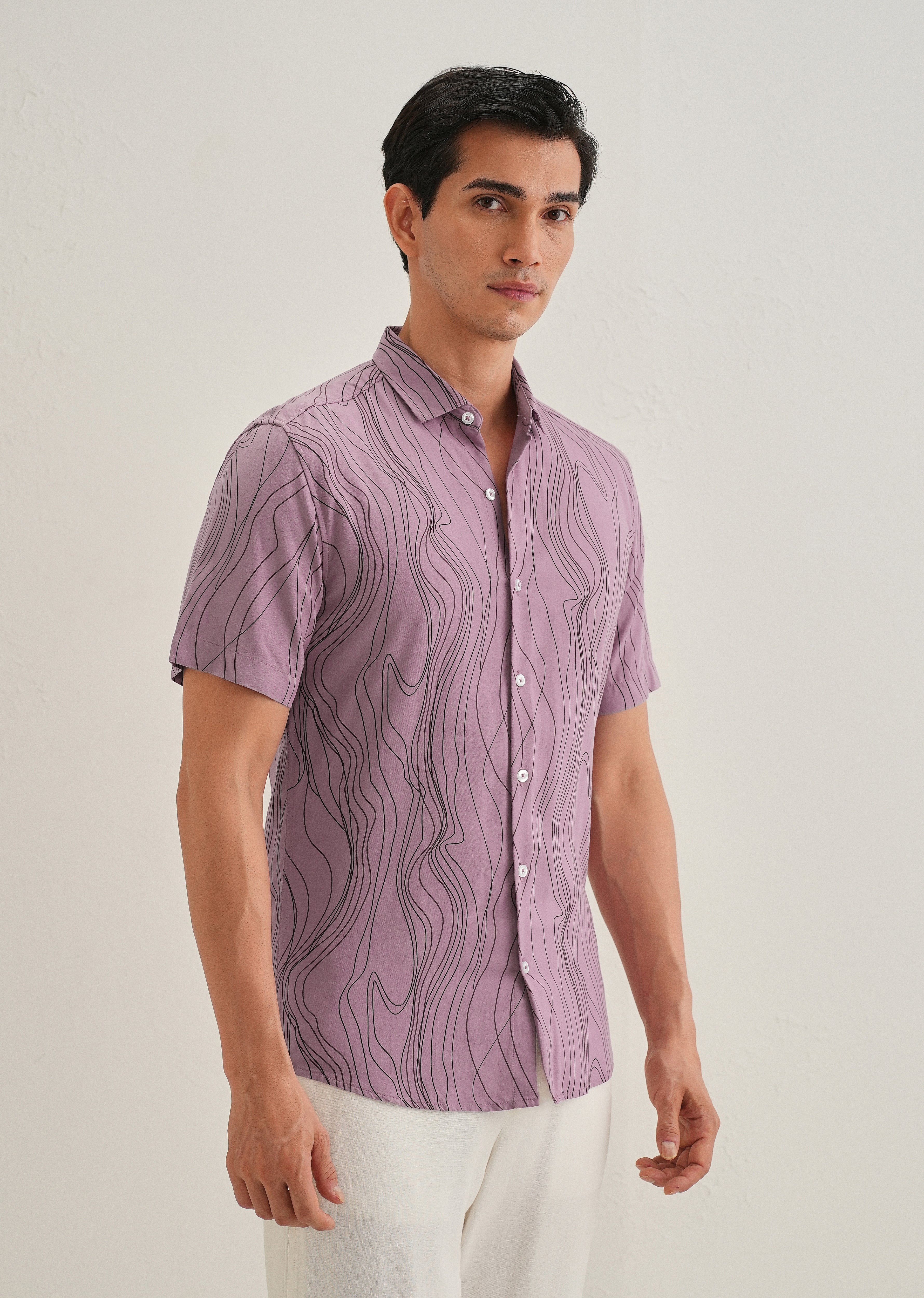 Abstract Pink Line Print Shirt