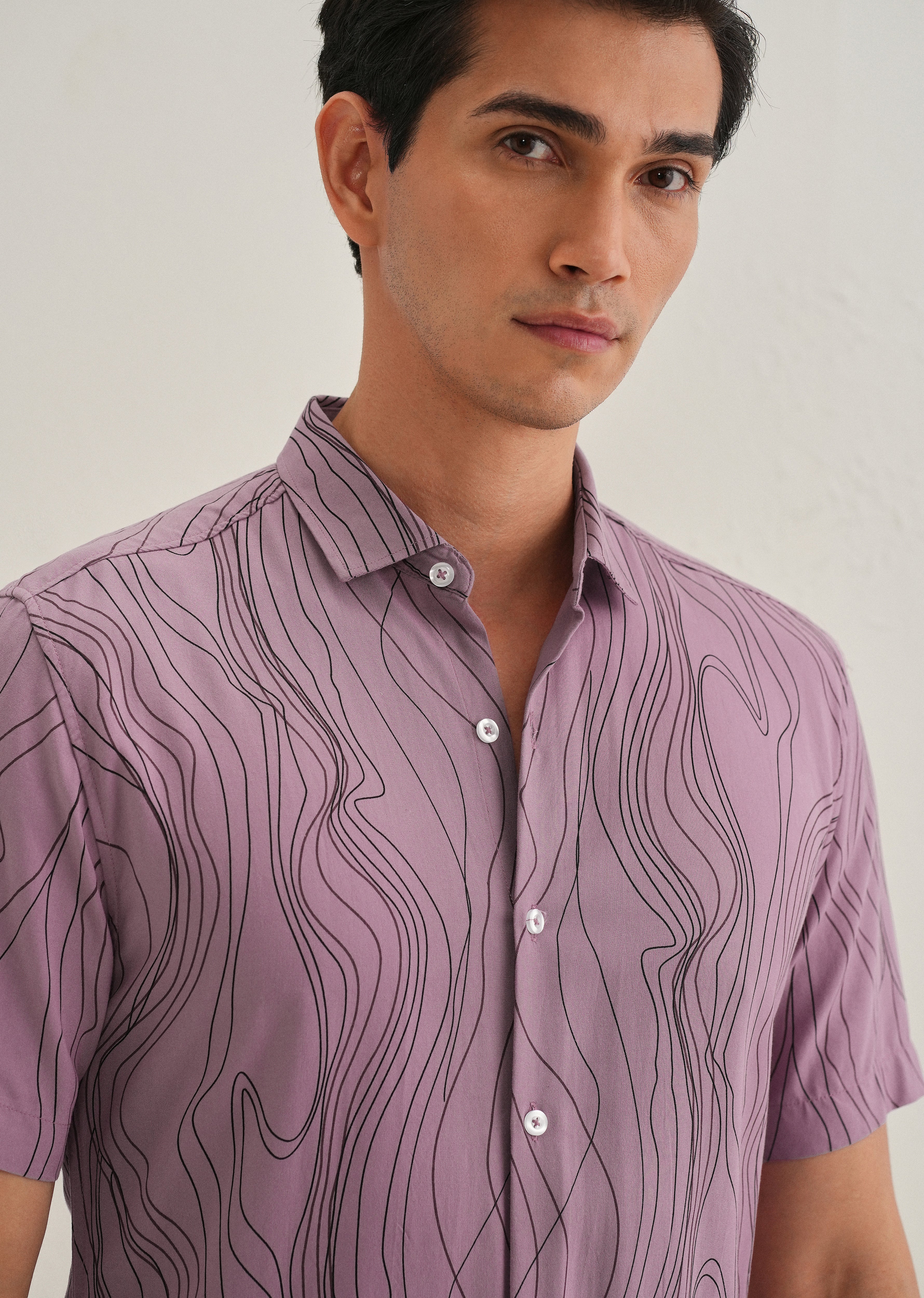 Abstract Pink Line Print Shirt