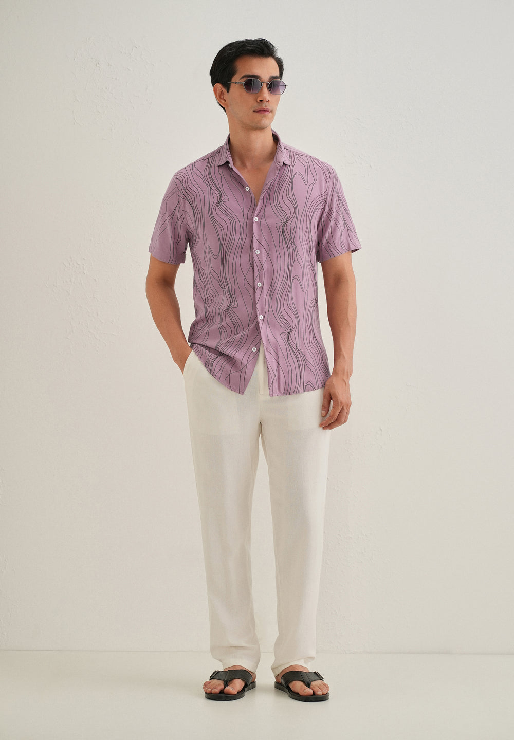 Abstract Pink Line Print Shirt