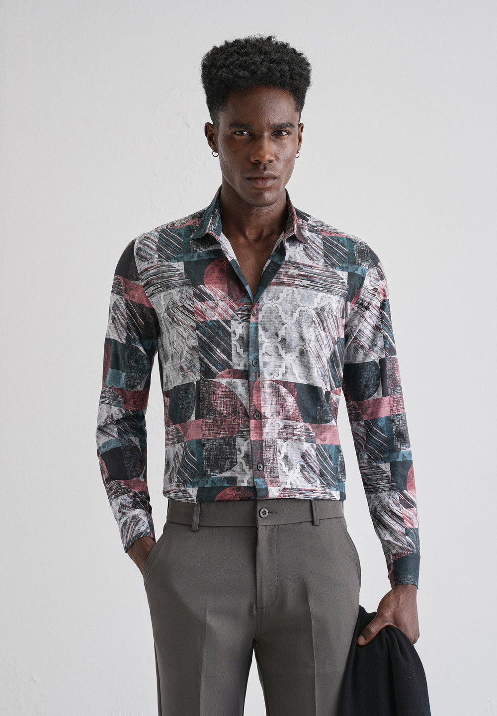 Abstract Print Full-Sleeves Shirt