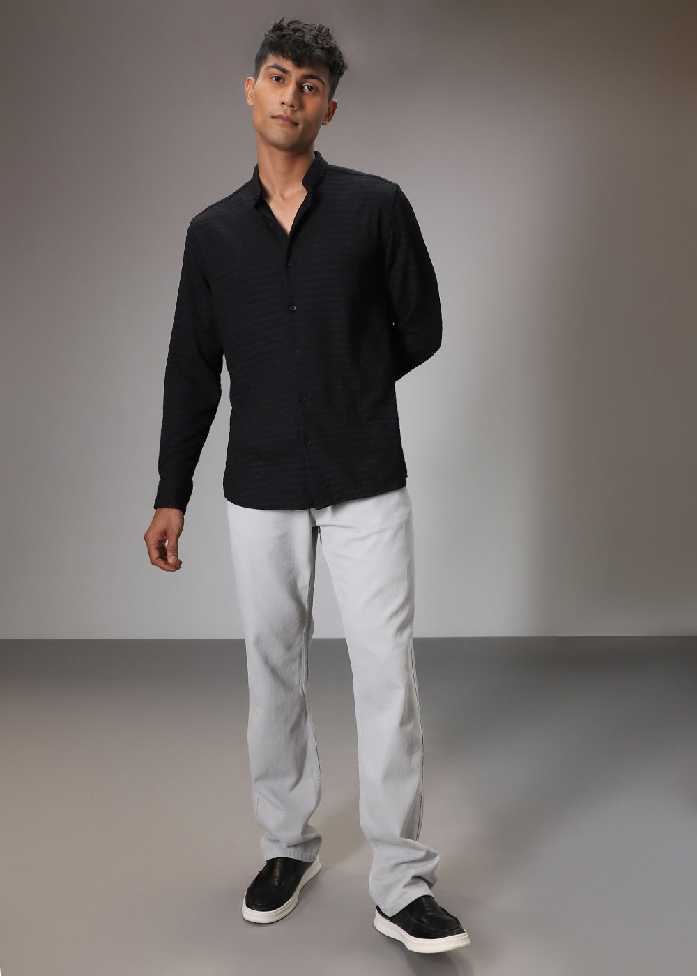 Abyss Black Knitted Crochet Shirt