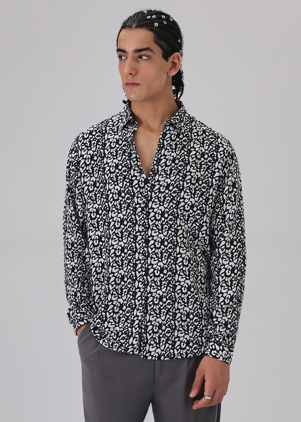 Achromatic Rosette Print Full sleeve shirt