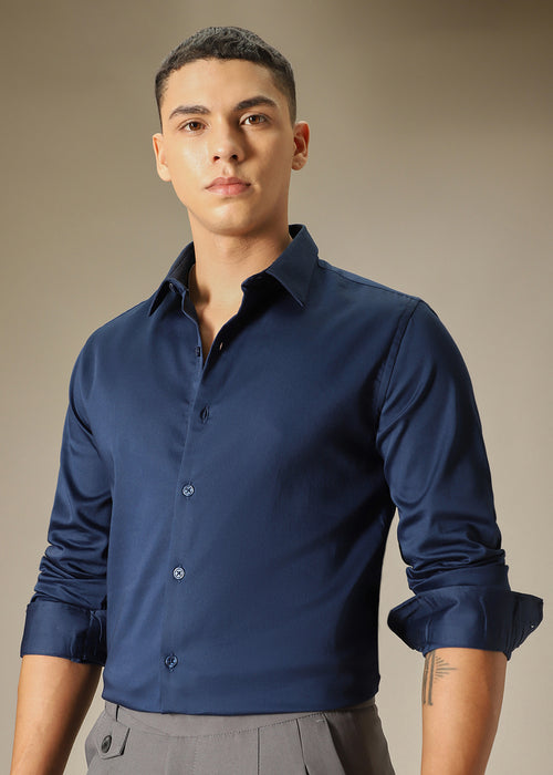 Admiral Blue Satin Shirt