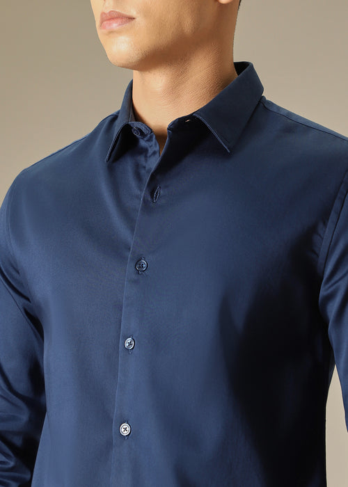 Admiral Blue Satin Shirt