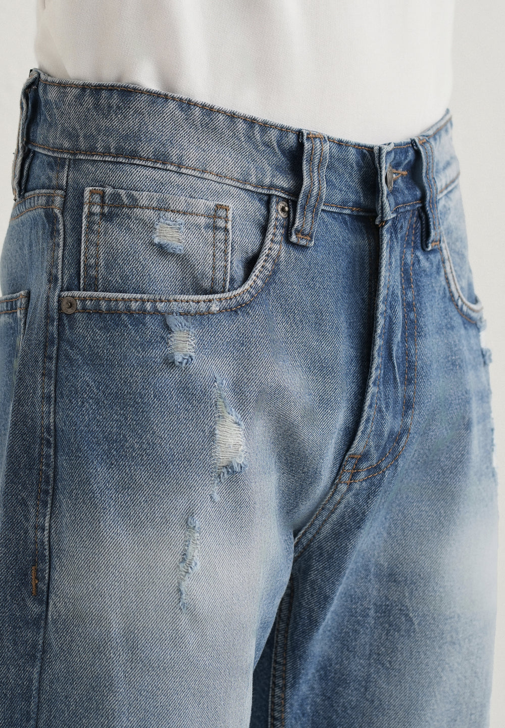 Afina Ripped Blue Straight fit Jeans