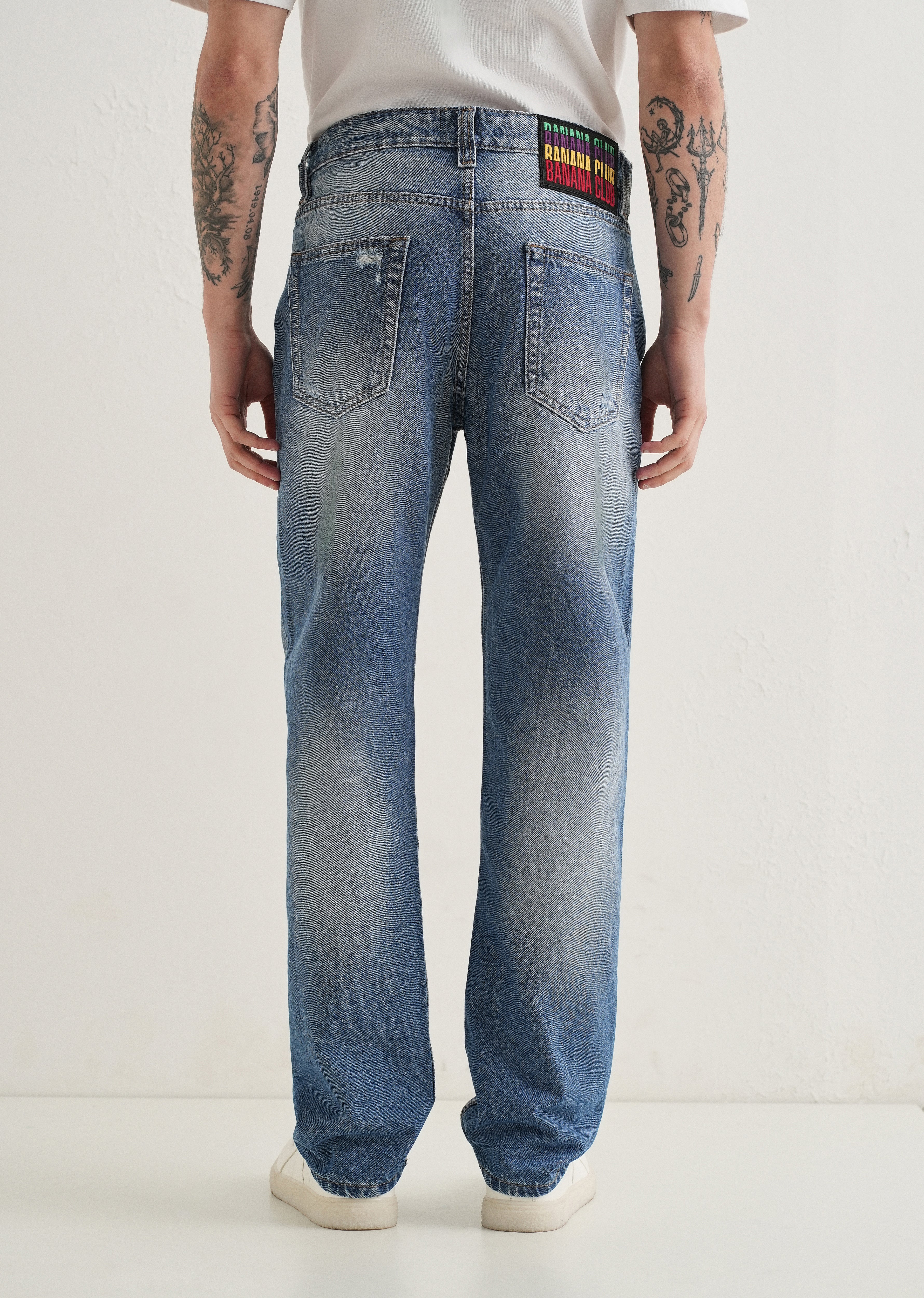 Afina Ripped Blue Straight fit Jeans