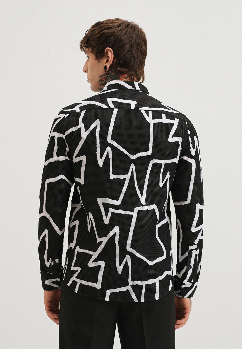 Angular Waffle Dobby Black Shirt