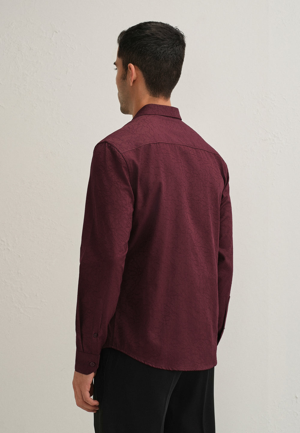 Antique Maroon Floral Jacquard Shirt