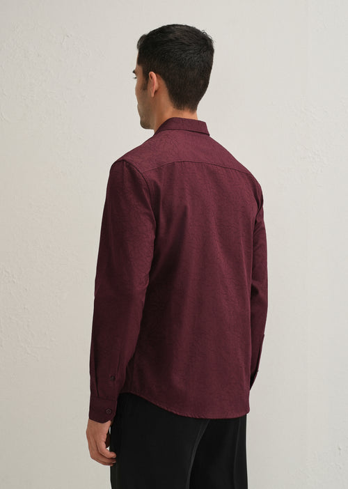 Antique Maroon Floral Jacquard Shirt