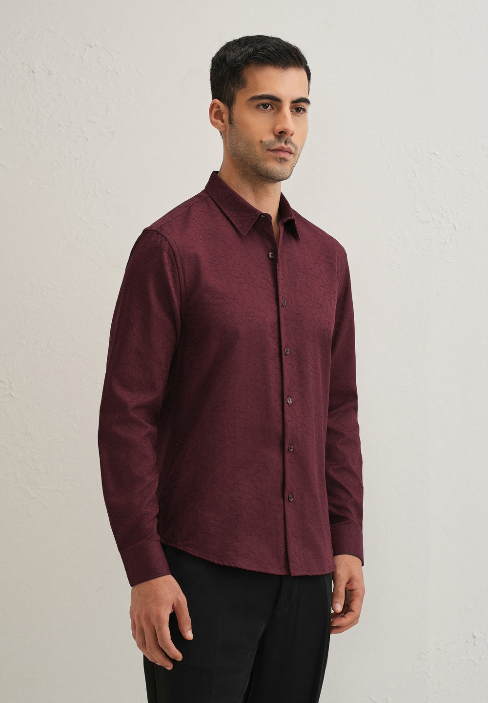 Antique Maroon Floral Jacquard Shirt