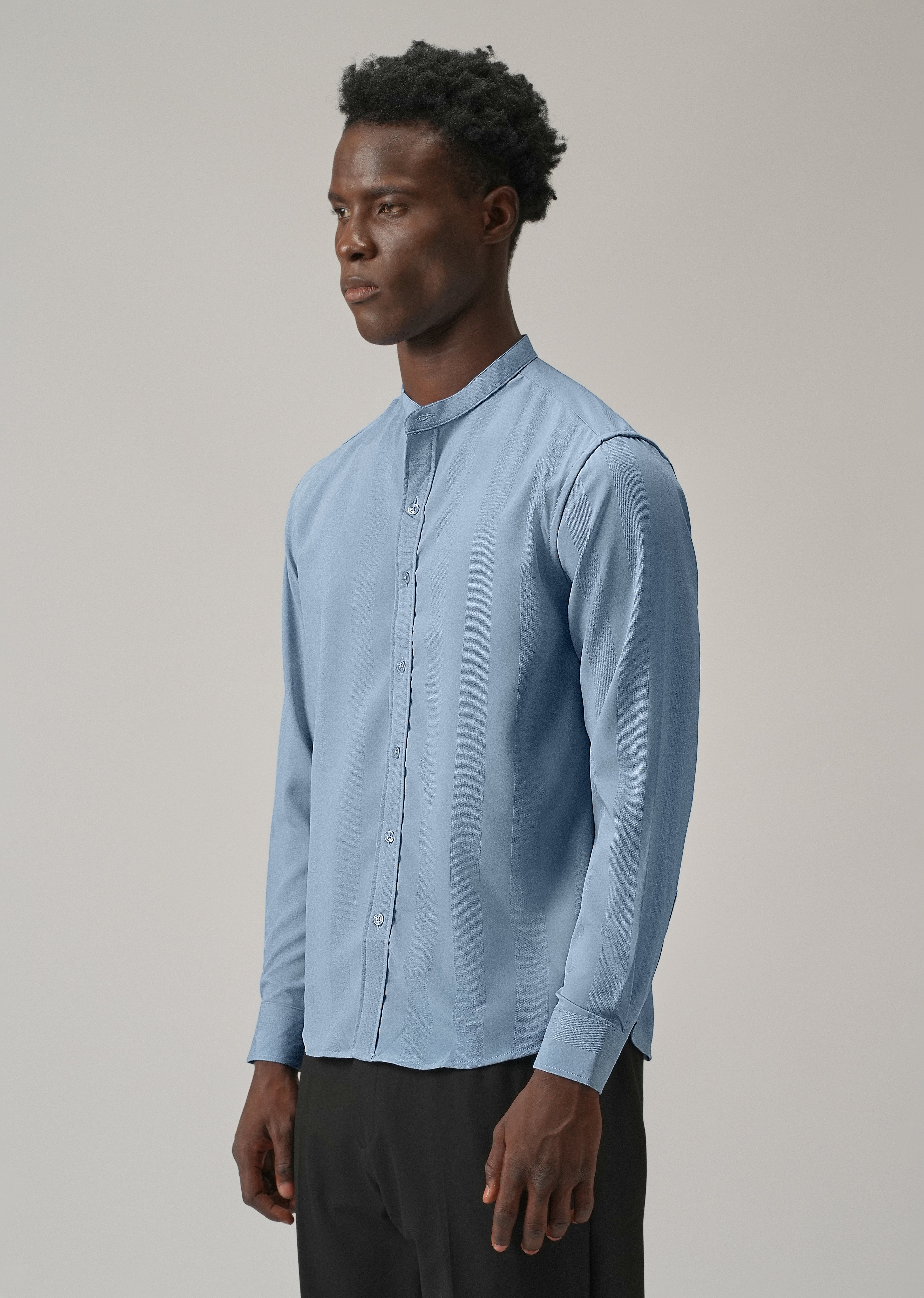 Aqua Blue Plain Shein Patterned Shirt