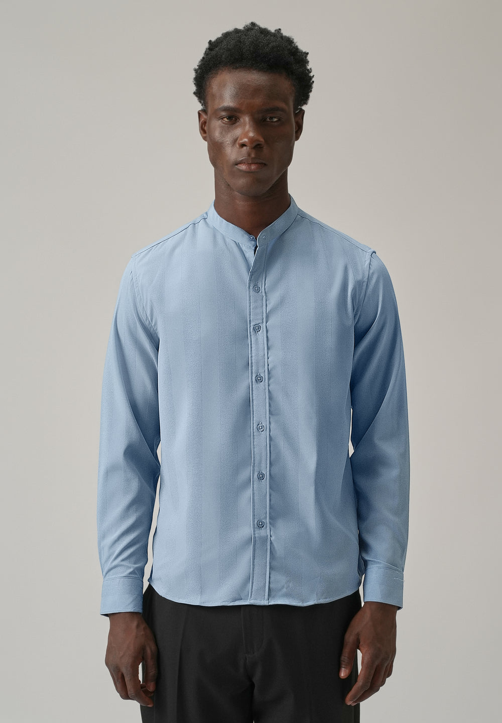 Aqua Blue Plain Shein Patterned Shirt