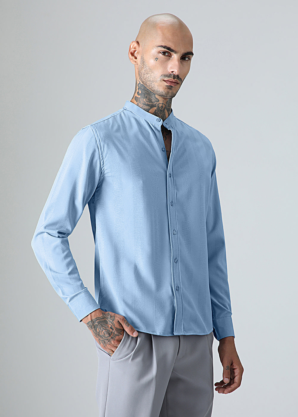 Aqua Blue Shein Patterned Shirt