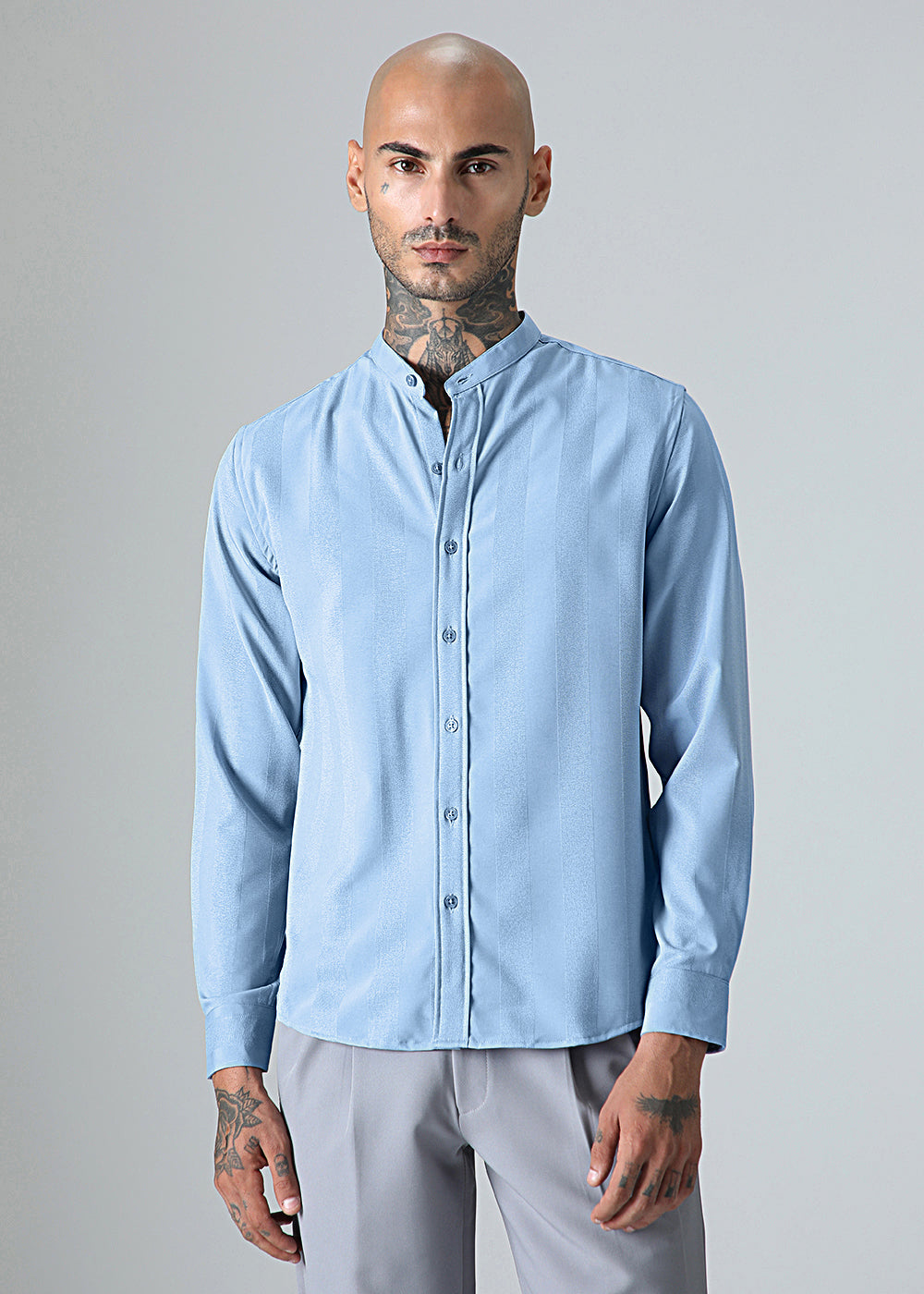 Aqua Blue Shein Patterned Shirt