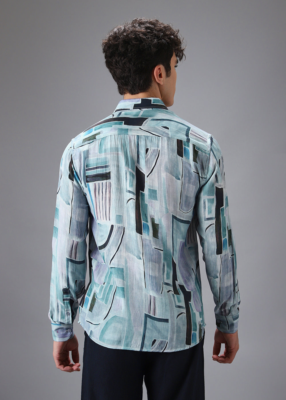 Aqua Crushed Printed Shirt