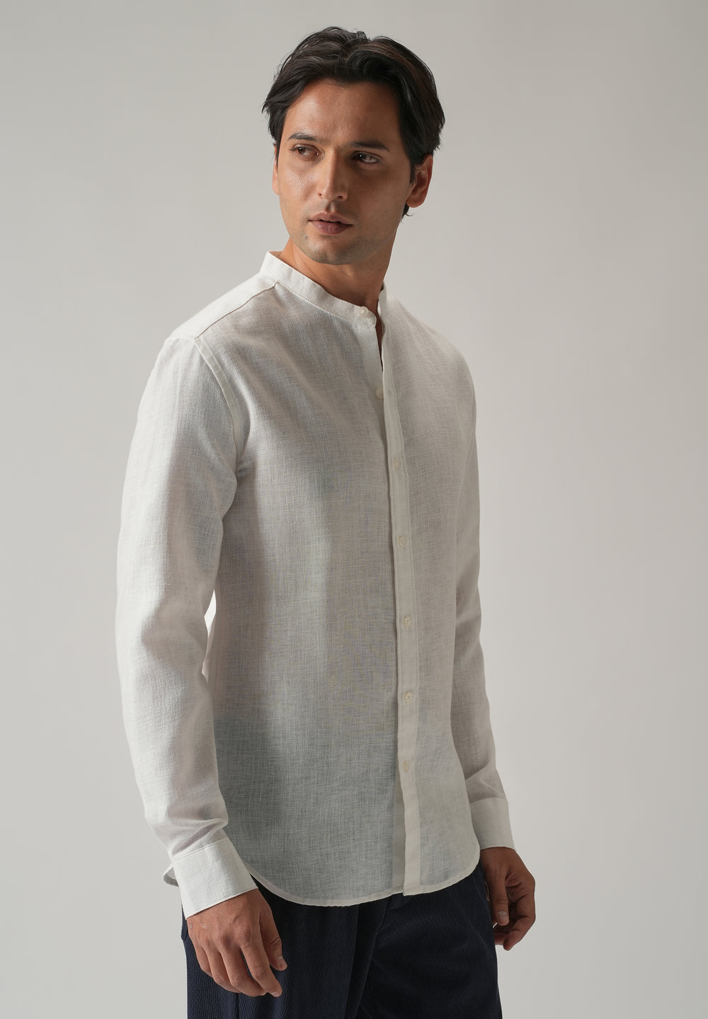 Arctic White Blended Linen Shirt