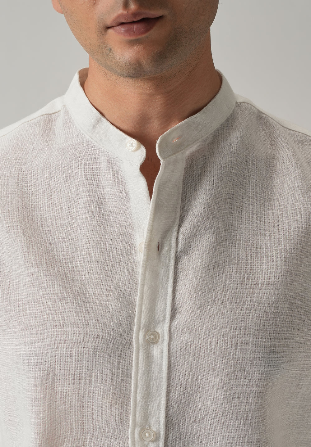 Arctic White Blended Linen Shirt