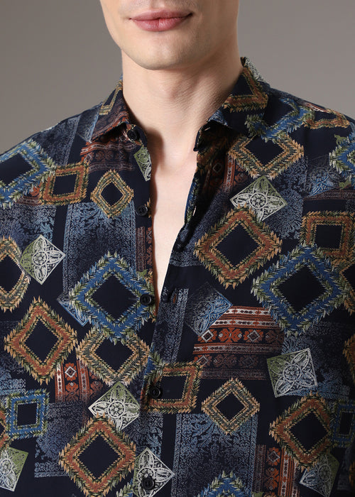 Argyle Diamond Blue Feather Shirt