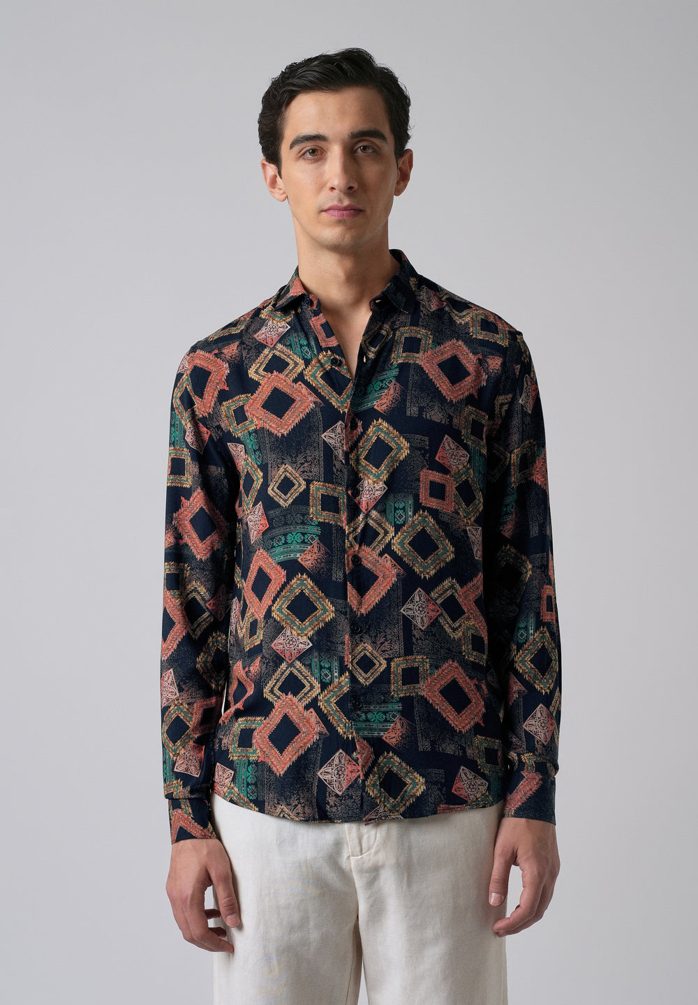 Argyle Diamond Blue Feather Shirt