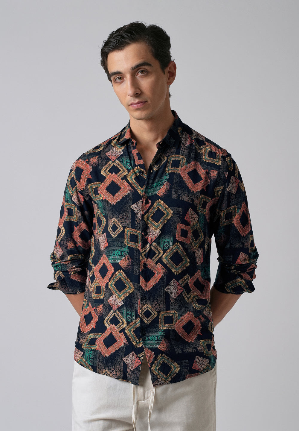 Argyle Diamond Blue Feather Shirt