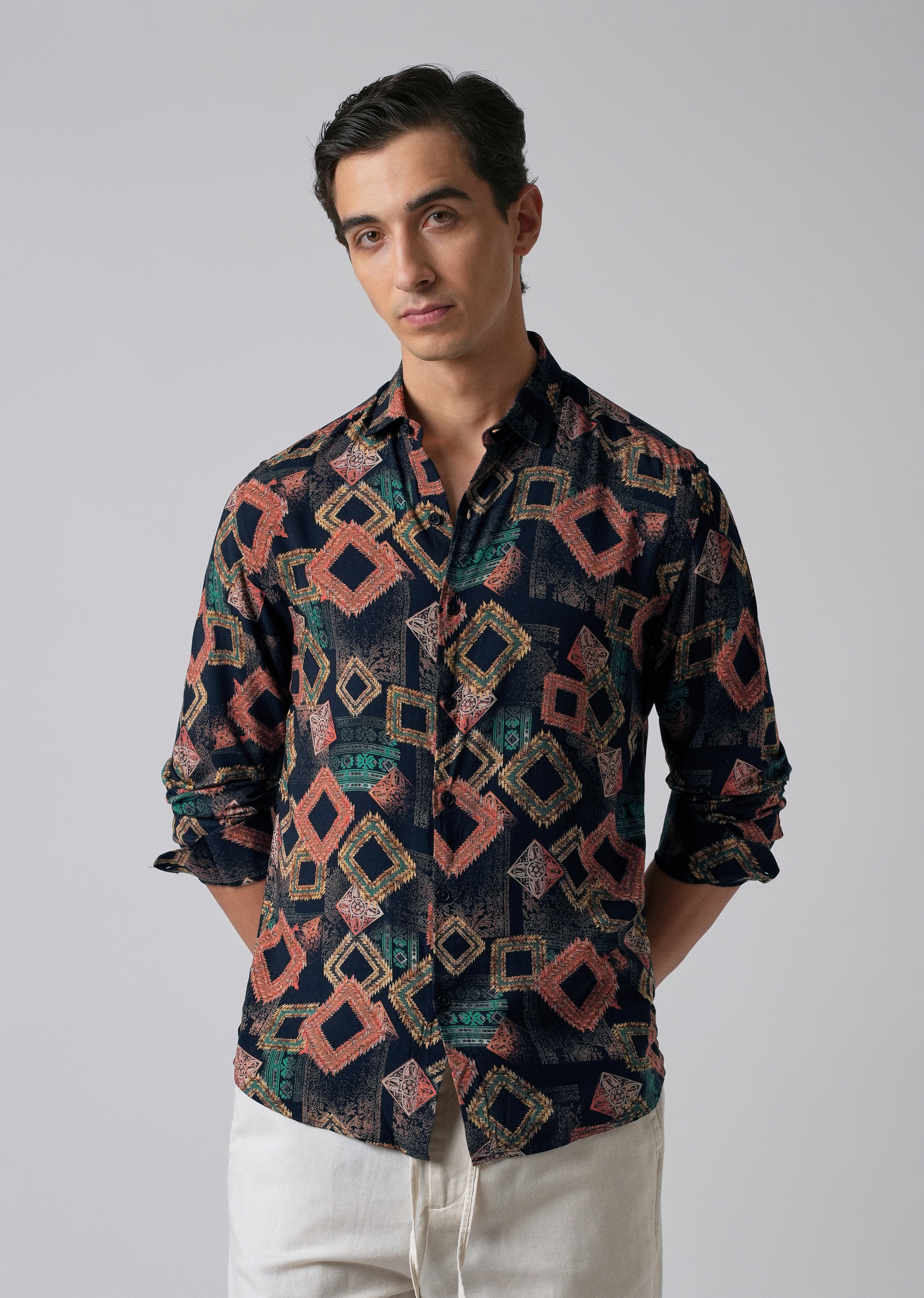 Argyle Diamond Blue Feather Shirt