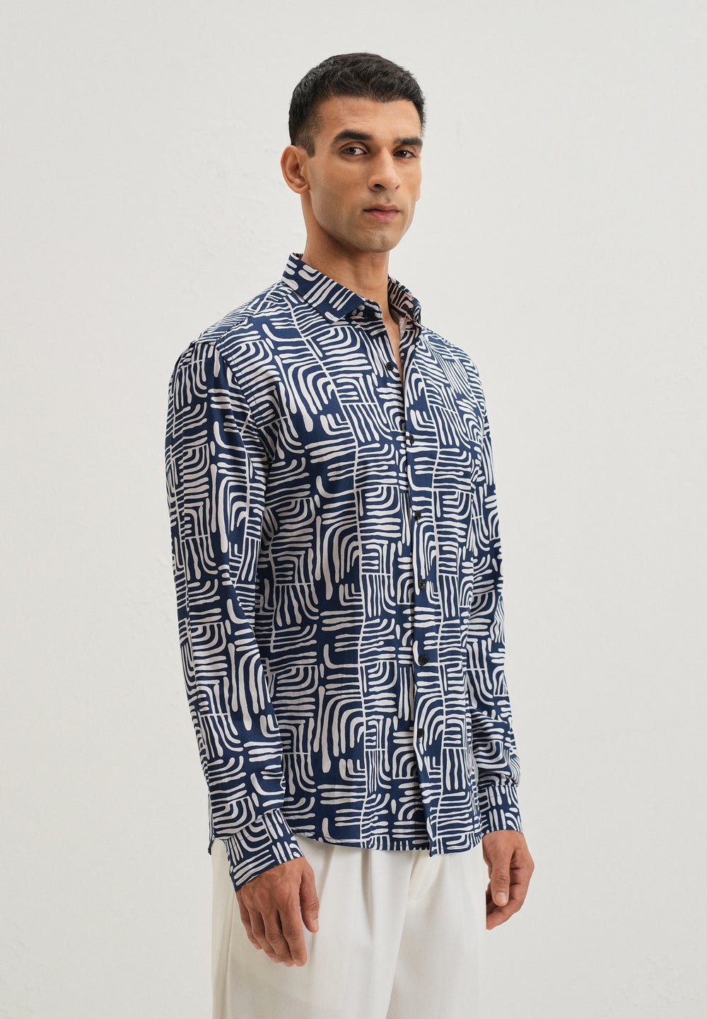 Art Deco Blue Printed Shirt