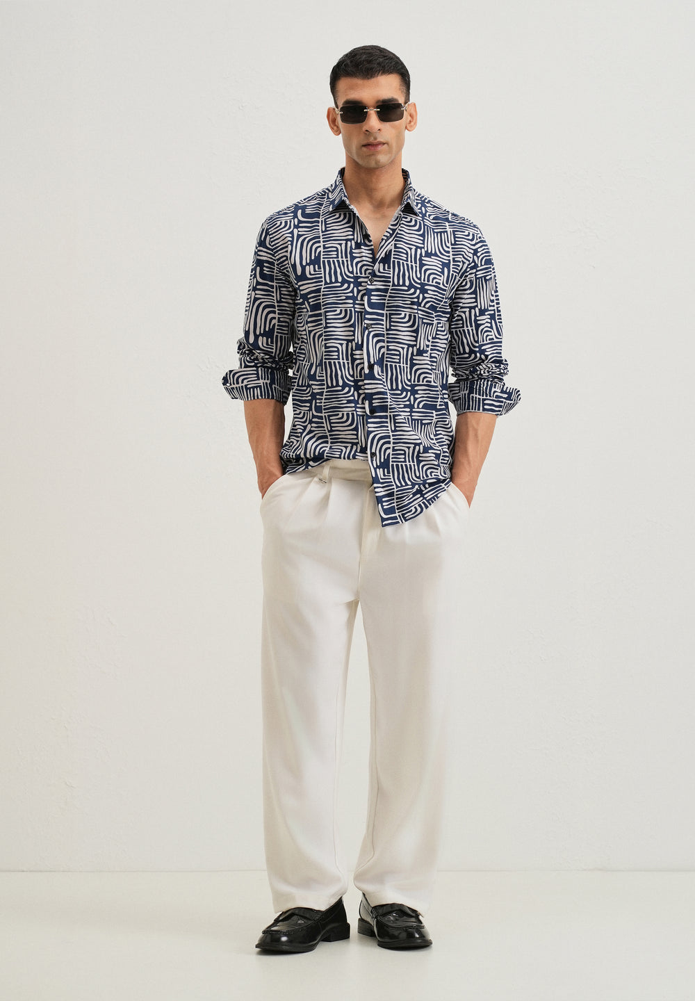 Art Deco Blue Printed Shirt