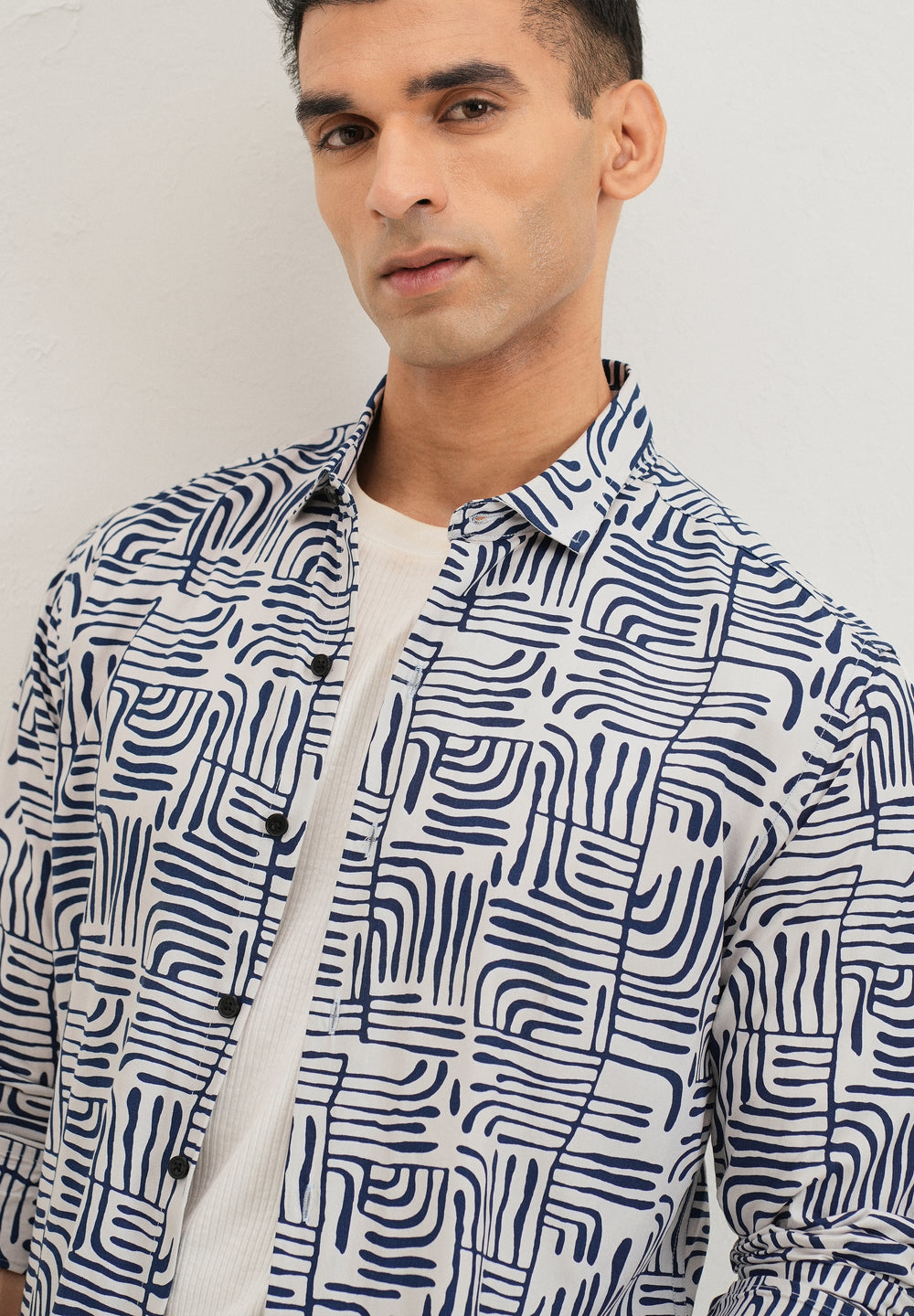 Art Deco White Printed Shirt