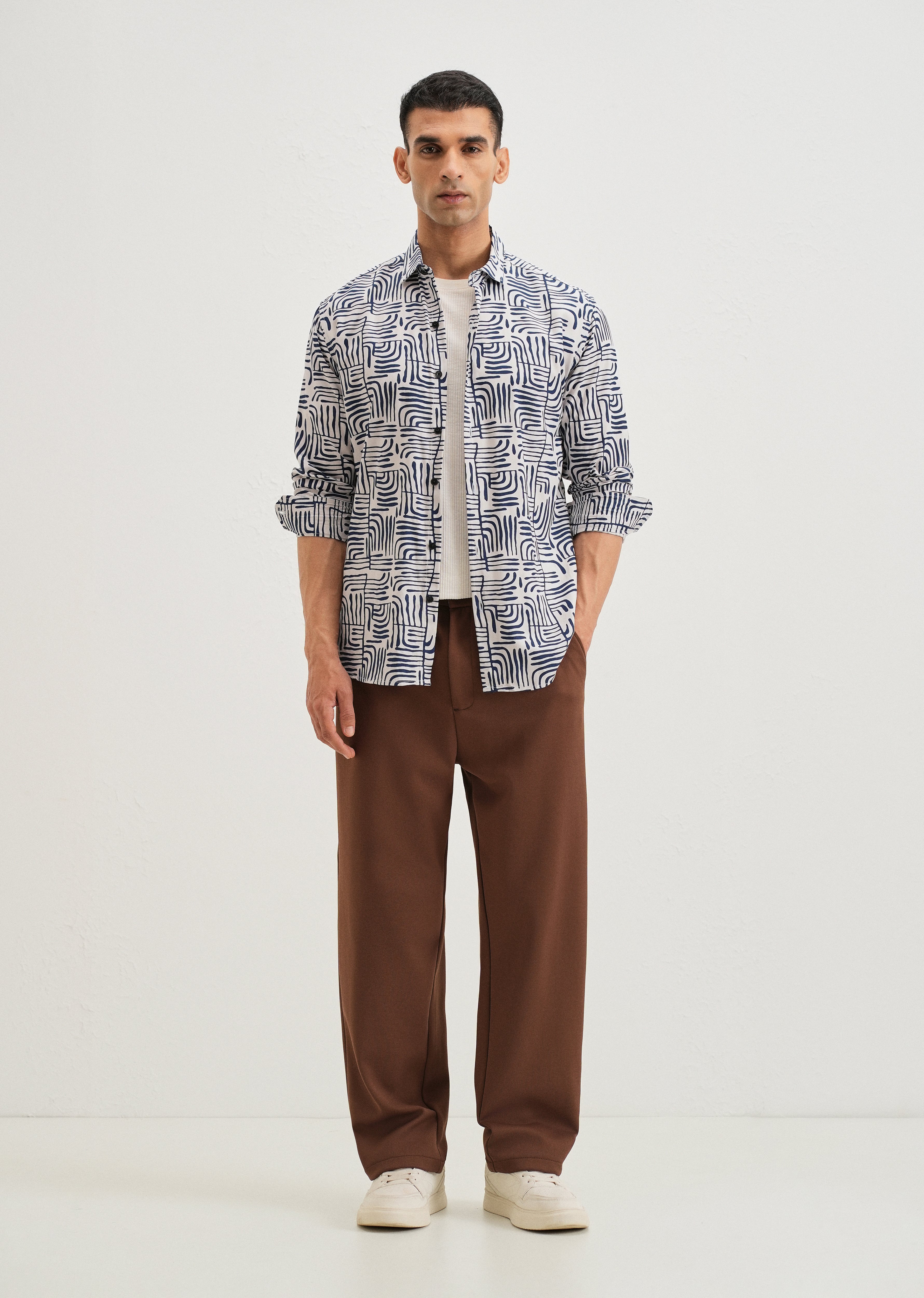 Art Deco White Printed Shirt