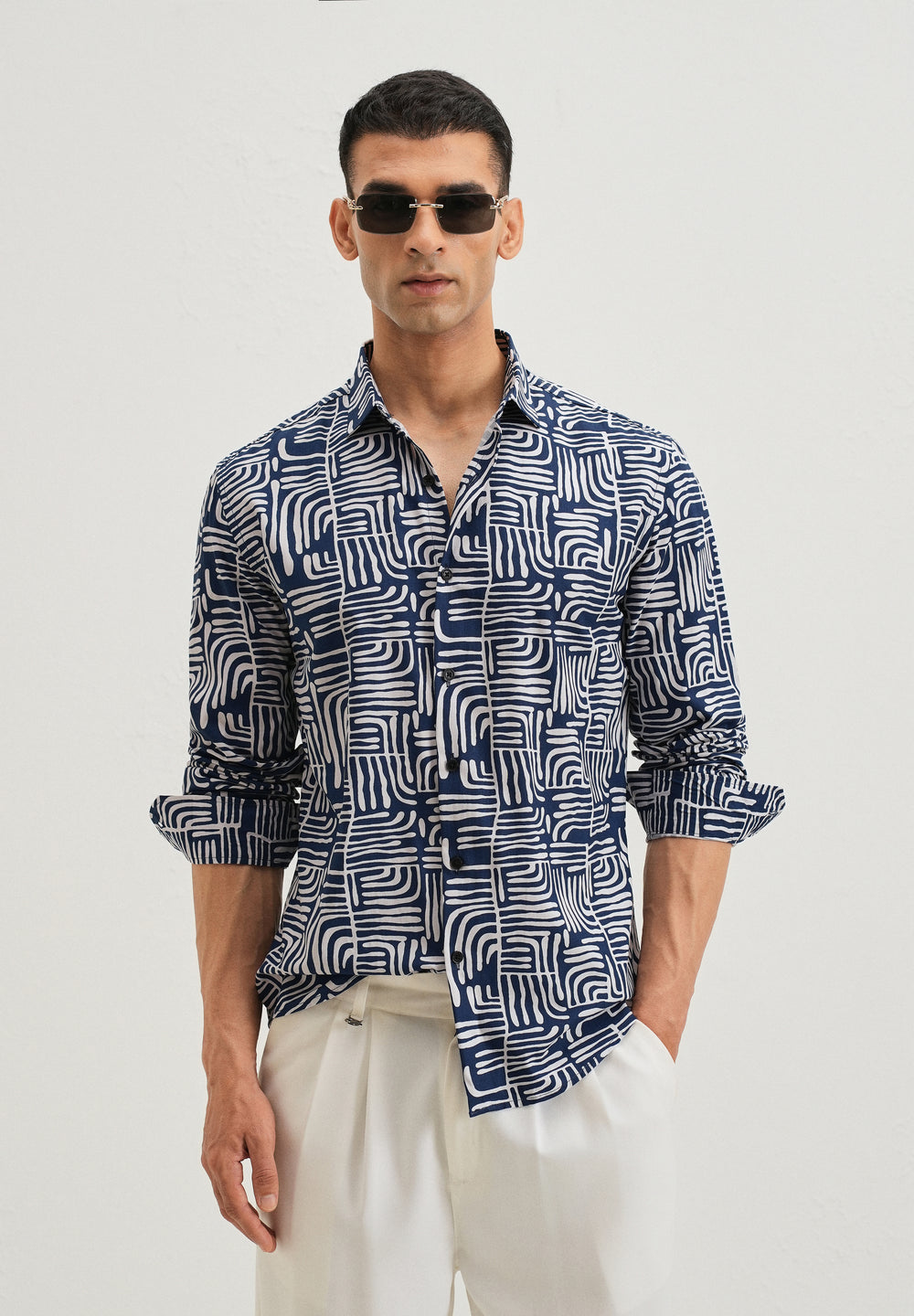 Art Deco Blue Printed Shirt