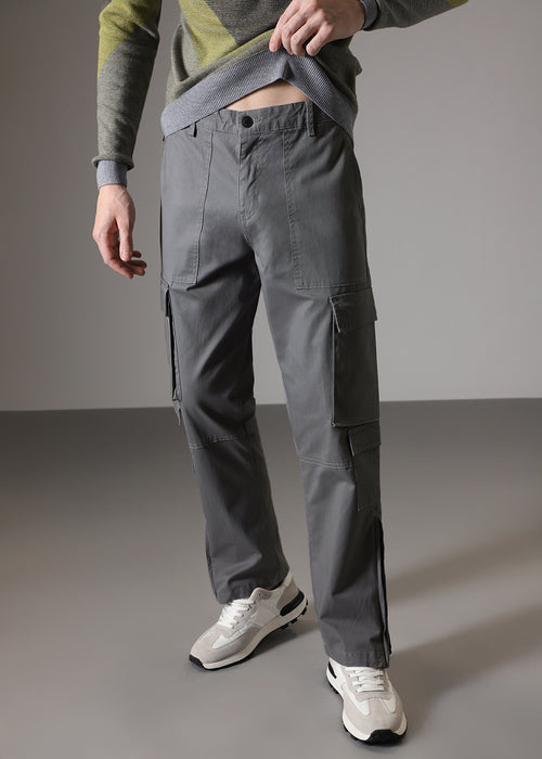 Artic Grey Zipper Cargo Pant