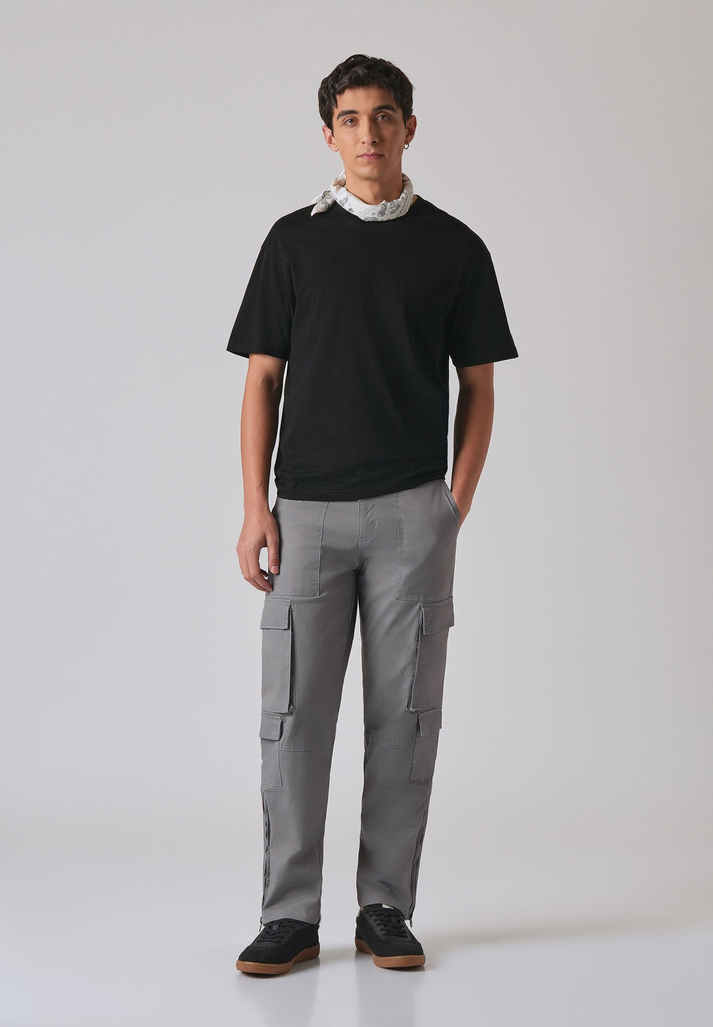 Artic Grey Zipper Cargo Pant