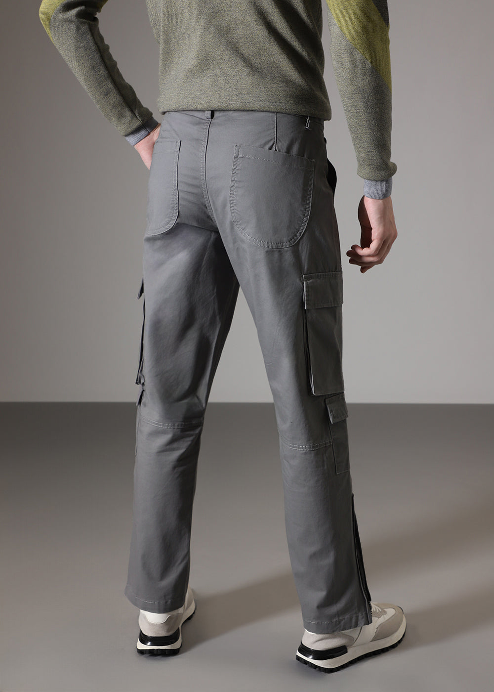 Artic Grey Zipper Cargo Pant