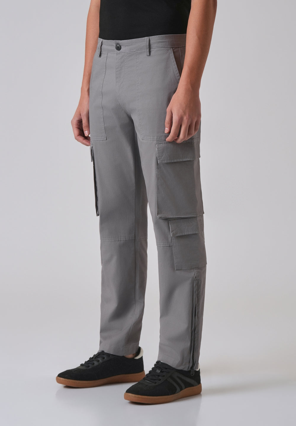 Artic Grey Zipper Cargo Pant