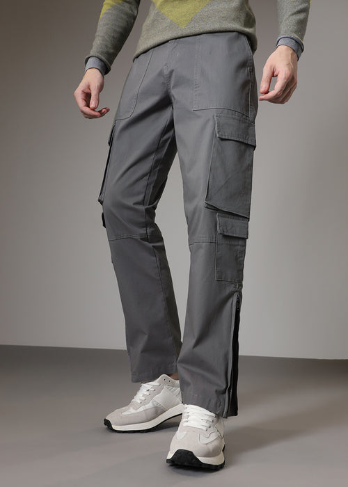 Artic Grey Zipper Cargo Pant