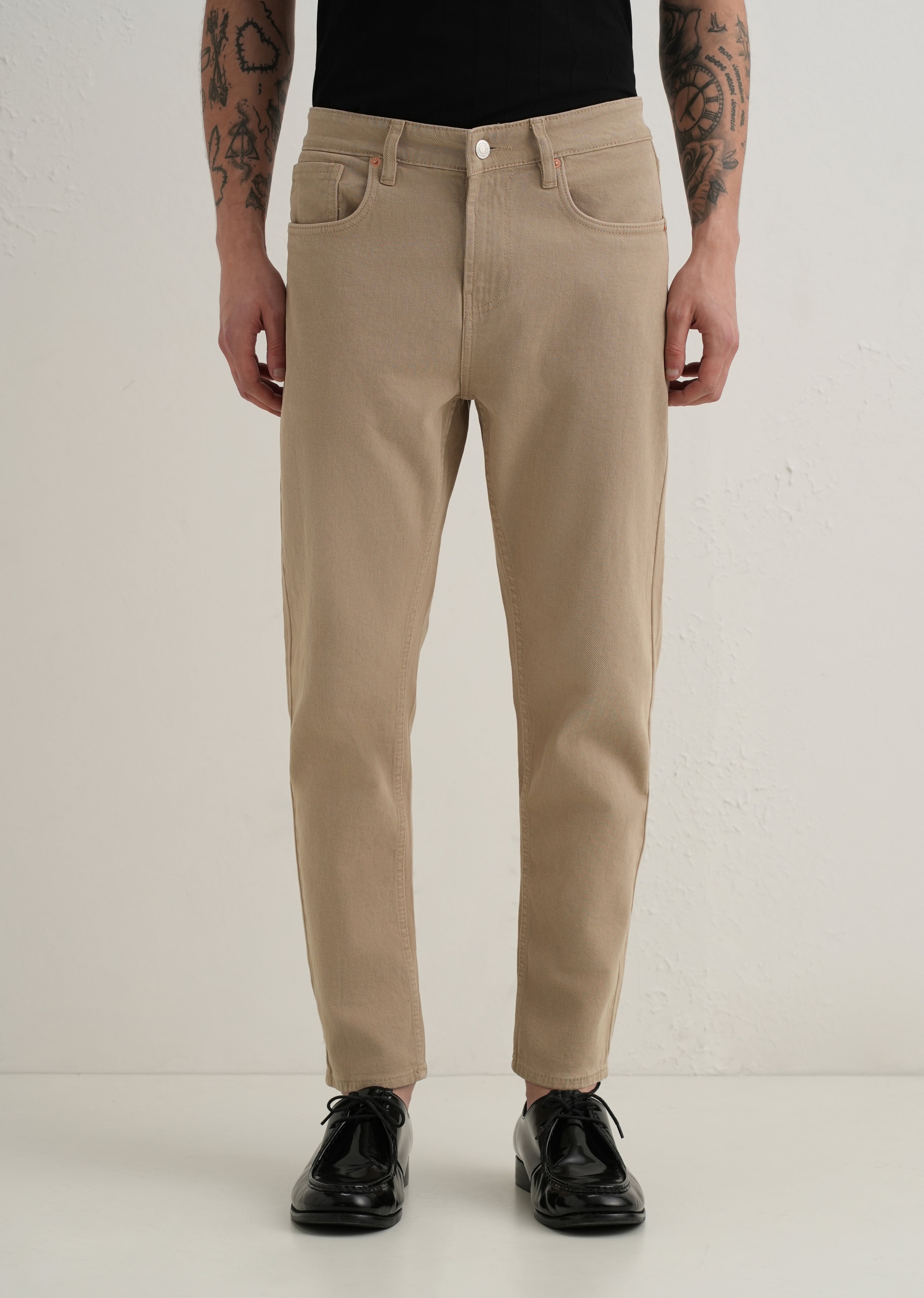 Ash Beige Carrot Fit Denim